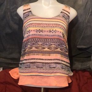 About a girl tank top dual pattern layered,vintage